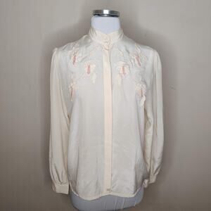 Vintage Jacques Vert Blouse Floral Embroidered Beaded